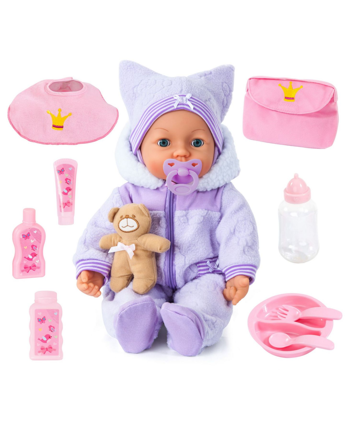 Детская кукла Redbox Bayer Design Piccolina Magic Eyes Baby Doll 18 inches, цвет: Фиолетовый — фото 1