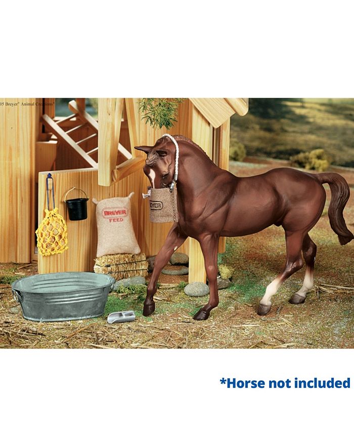 BREYER Traditional Stable Feeding Toy Horse Accessory Set, 7 Pieces