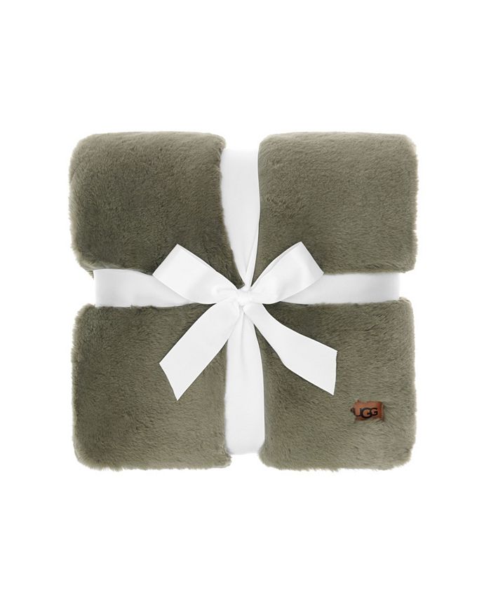 UGG® Euphoria Plush Reversible Faux Fur Throw, 50" x 70" Macy's