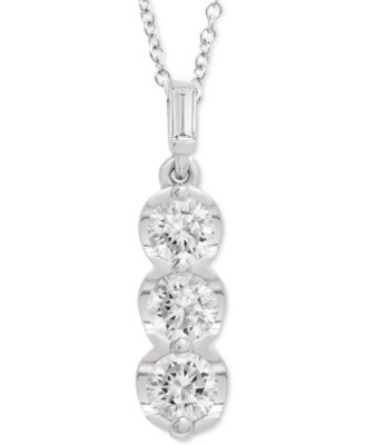 Diamond Three Stone 20" Pendant Necklace (3/4 ct. t.w.) in Platinum, Created for Macy's