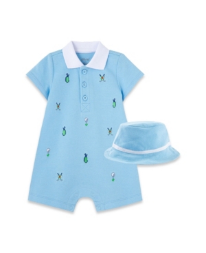 Little Me Baby Boys Golf Romper and Hat 2 Piece