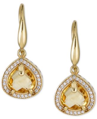 Citrine (4 ct. t.w.) & White Topaz (5/8 ct. t.w.) Drop Earrings in 14k Gold-Plated Sterling Silver