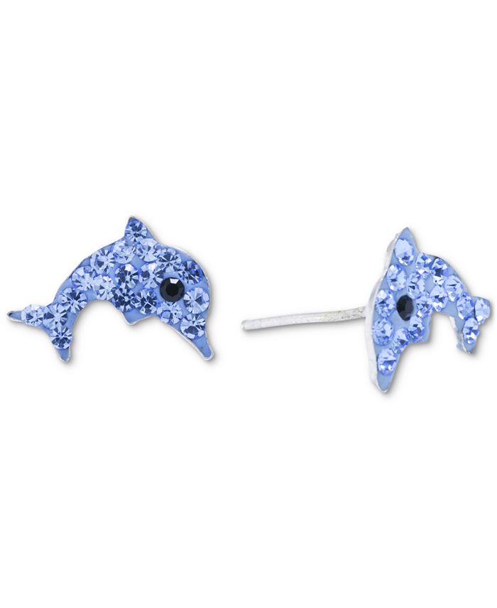 Giani Bernini - Crystal Pav&eacute; Dolphin Stud Earrings in Sterling Silver