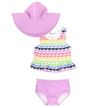 RuffleButts Baby Girls Peplum Tankini Swim Hat Set