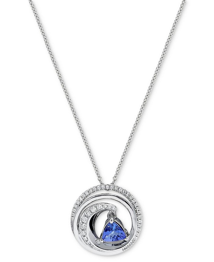 EFFY Collection - Tanzanite (5/8 ct. t.w.) & Diamond (1/4 ct. t.w.) 18" Pendant Necklace in 14k White Gold