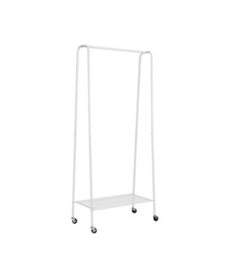 Honey Can Do - Matte White Metal Rolling Clothes Rack with Shelf