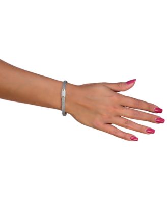 Diamond Mesh Bangle Bracelet in 14k Gold and Sterling Silver (1/8 ct. t.w.)