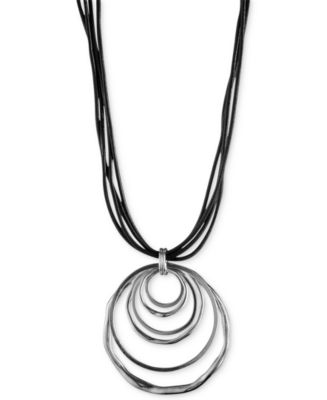 Anne Klein Silver-Tone Orbital Pendant Necklace - Macy's