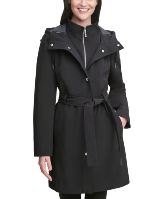calvin klein belted hooded raincoat