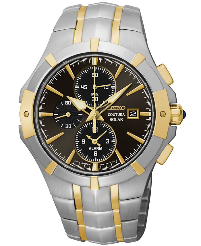 Seiko Men's Chronograph Coutura Solar Two-Tone Stainless Steel Bracelet  Watch 41mm SSC198 & Reviews - Macy's