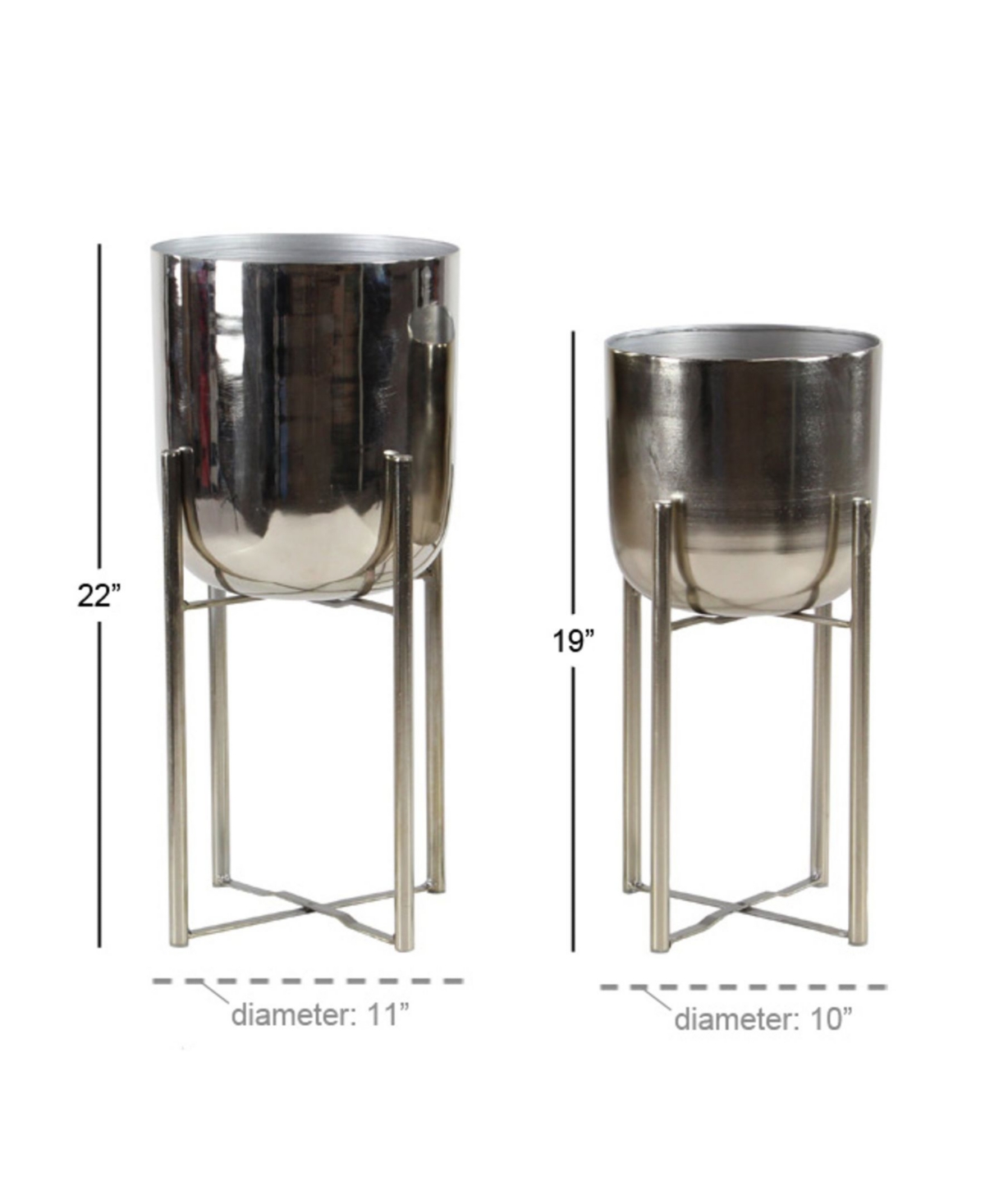 Rosemary Lane Bucket Planter With Stand, Set Of 2 In Gold-tone