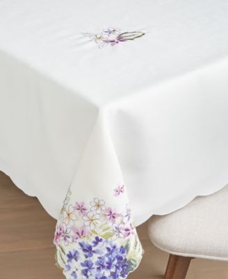 Elrene - Spring Hydrangea Cutwork Fabric Tablecloth 60" x 120"