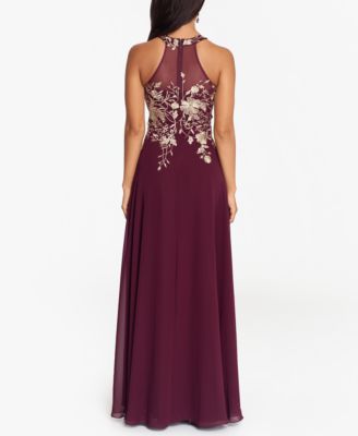 Betsy & Adam Women's Embellished Chiffon Illusion Gown - Macy's