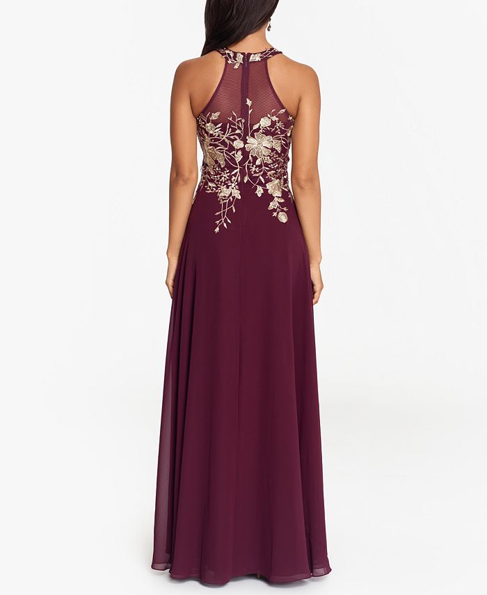 Betsy And Adam Womens Embellished Chiffon Illusion Gown Macys 6479