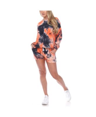 Women's Tie Dye Lounge Top Shorts Set, 2-Piece