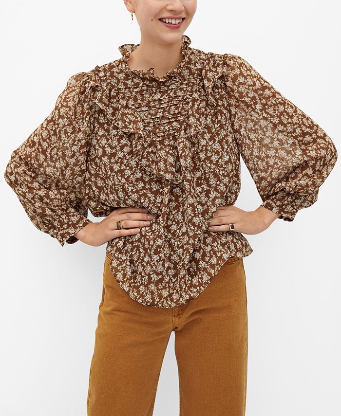 MANGO Women's Ruffles Printed Blouse - Macy's