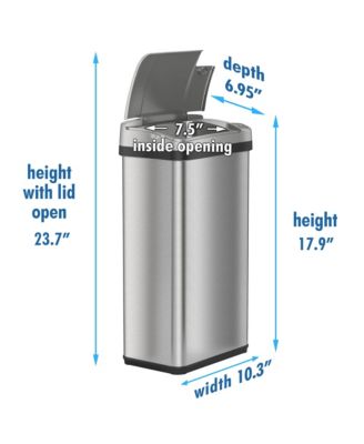 16-Liter Stainless Steel Sensor Trash Can with AbsorbX Odor Filter for Bathroom