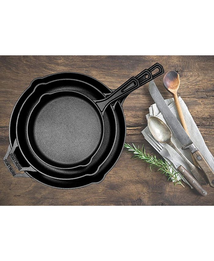 Bruntmor PreSeasoned Cast Iron 3 Piece Skillet Bundle Macy's