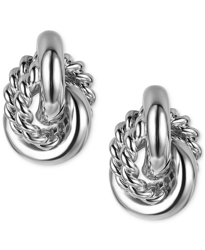 Charter Club Silver-Tone Textured Ring Drop Earrings, Created for Macy ...