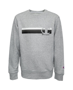 Big Boys Multi Stripe C Script Fleece Crew Sweatshirt