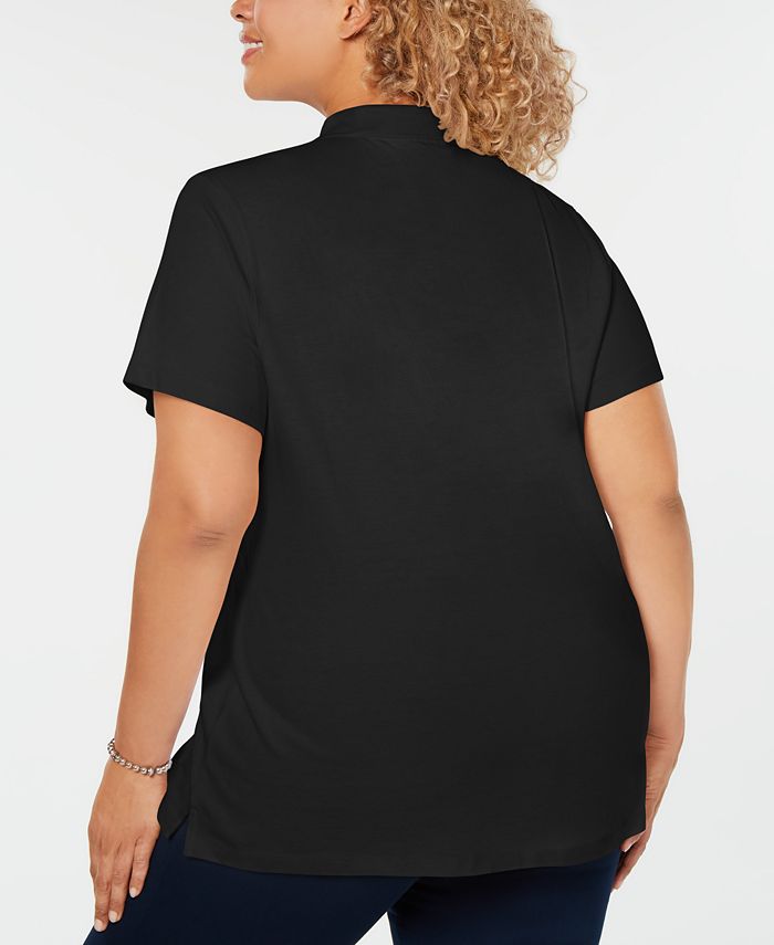 Karen Scott Plus Size Cotton Polo Shirt, Created for Macy's & Reviews