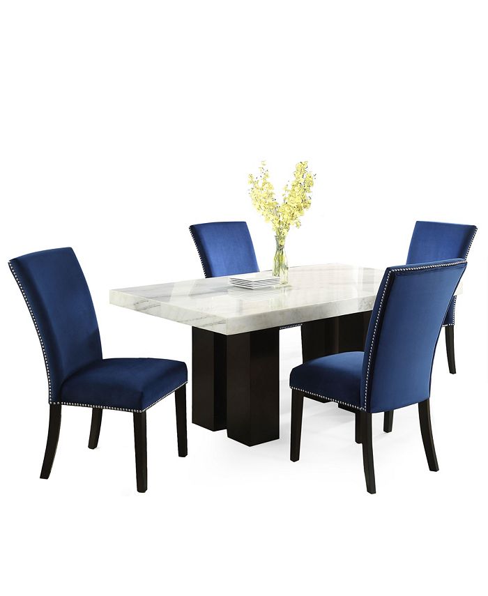 Furniture Camila Rectangle Dining Table, Royal Blue Velvet Dining Room Chairs