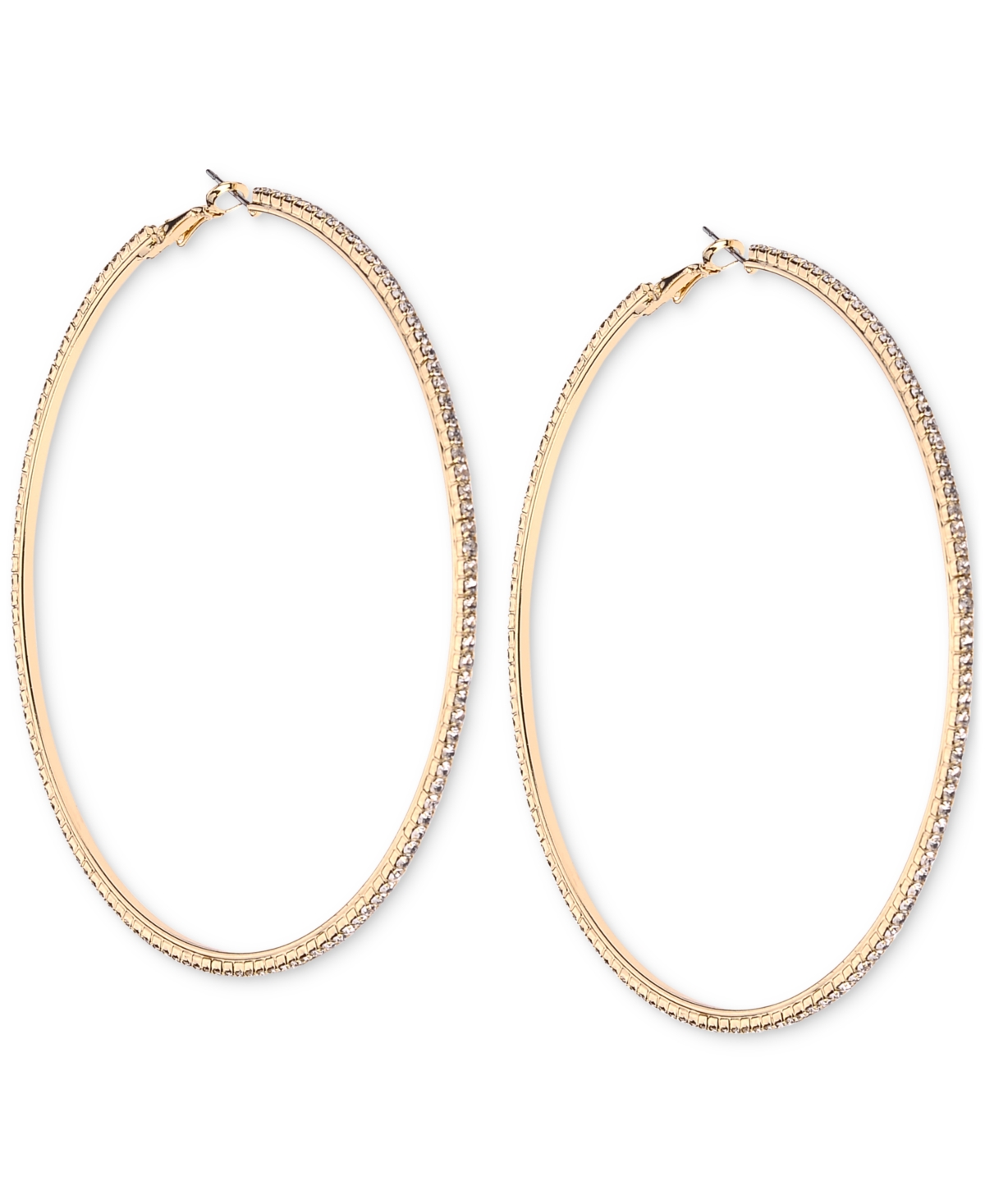 Shop Inc International Concepts Gold-tone Large Pave Hoop Earrings, 2.36", Created For Macy's