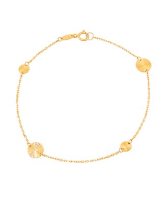 Polished and Diamond Cut Graduated Burst Disk Bracelet in 10K Yellow Gold