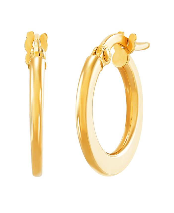 Italian Gold Polished Small Flat Round Hoop Earrings in 10K Yellow Gold ...