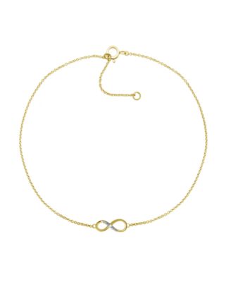 Macy's - Diamond Accent Infinity Anklet In 14K Gold-Plated Sterling Silver , 9" + 1" extender