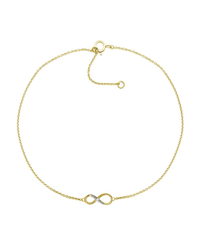 Macy's - Diamond Accent Infinity Anklet In 14K Gold-Plated Sterling Silver , 9" + 1" extender