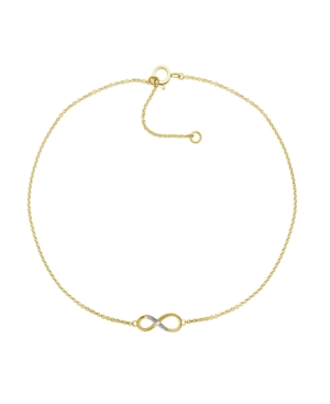 MACY'S DIAMOND ACCENT INFINITY ANKLET IN 14K GOLD-PLATED STERLING SILVER, 9" + 1" EXTENDER