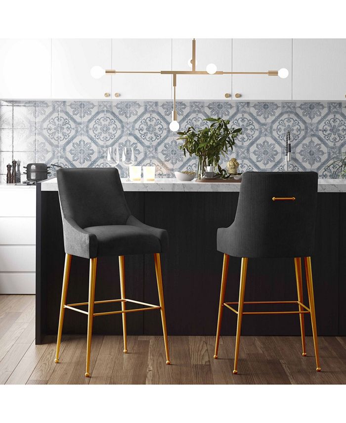 TOV Furniture Beatrix Pleated Velvet Bar Stool & Reviews Furniture