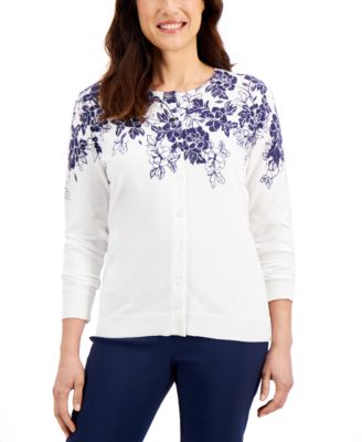 Karen Scott Floral-Print Cardigan, Created For Macy's - Macy's