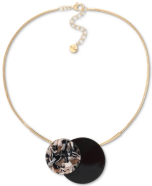 Alfani Gold-tone Stone Pendant Collar Necklace, 17" + 2" Extender, Created For Macy's In Black