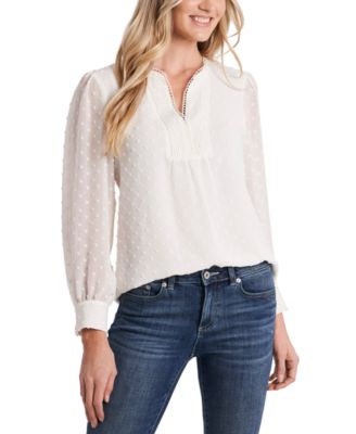 CeCe - Long-Sleeve Clip-Dot Top