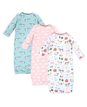 Hudson Baby Boys and Girls Quilted Cotton Gowns Pack of 3