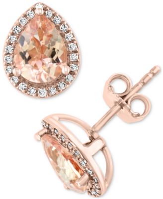 EFFY Collection - Morganite (1-7/8 ct. t.w.) & Diamond (1/6 ct. t.w.) Stud Earrings in 14k Rose Gold