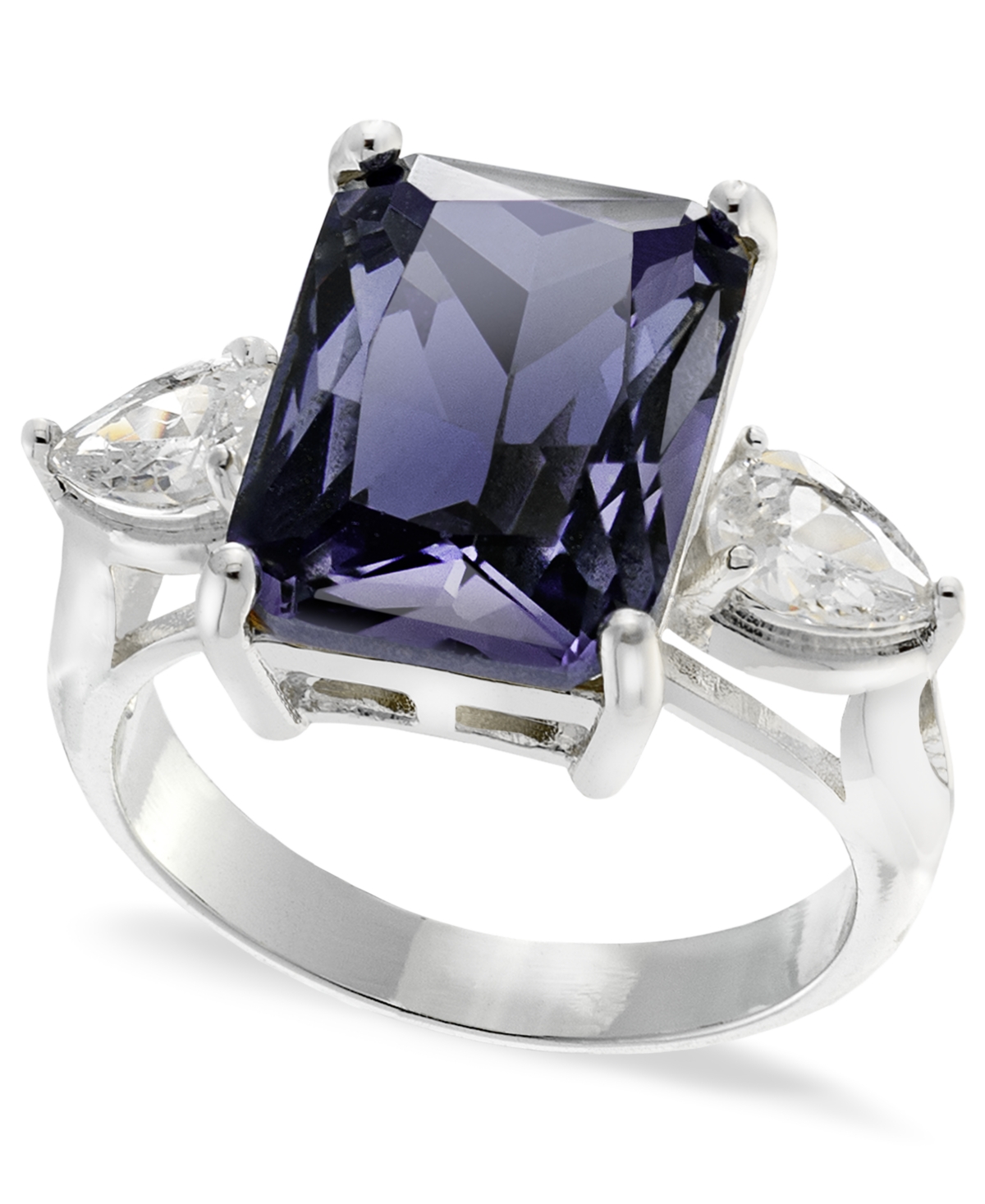 Charter Club Emerald Cut Crystal Ring in Silver Plate, Gold or Rose Gold Plate, Created for Macy's