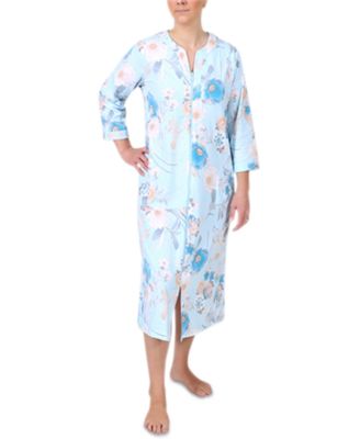 Miss Elaine - Floral-Print Long Zipper Robe