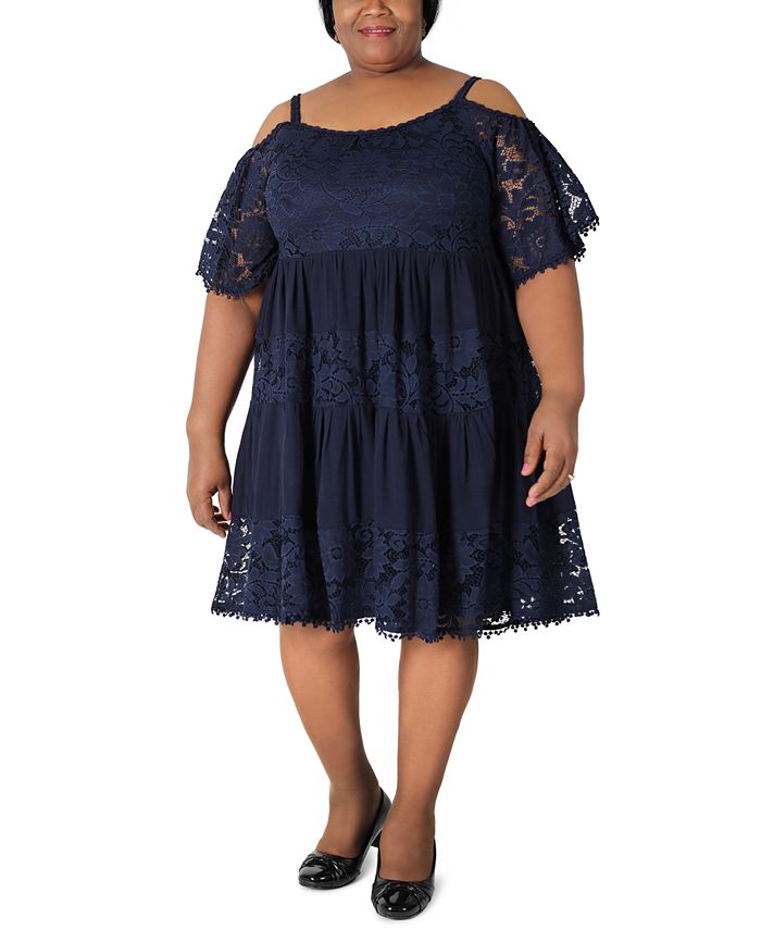 Robbie Bee Plus Size Cold Shoulder Lace Dress Macy s