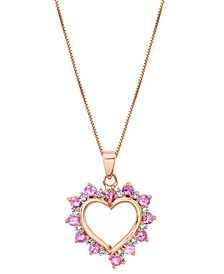 Pink Sapphire (3/4 ct. t.w.) & Diamond (1/10 ct. t.w.) Heart 18" Pendant Necklace in 14k Rose Gold
