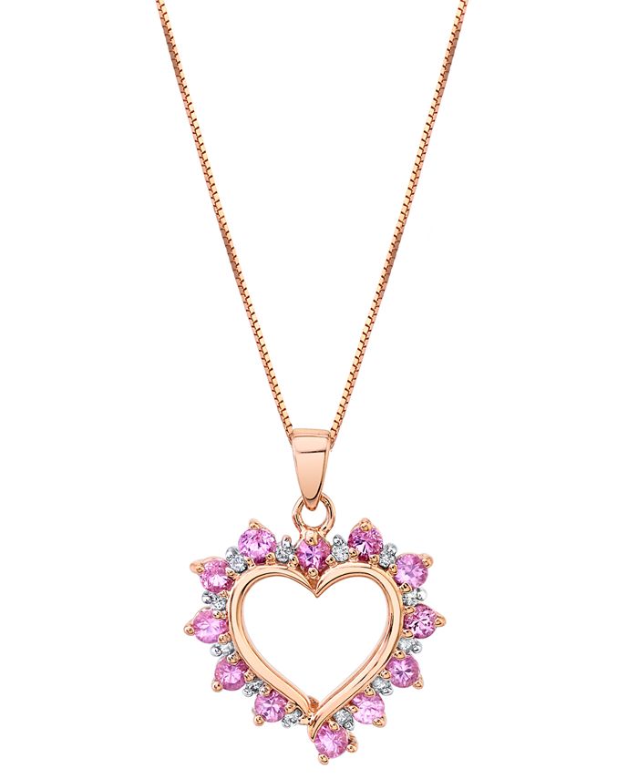 Macy's pink sapphire heart hot sale necklace