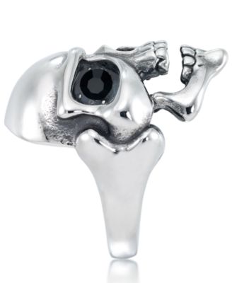 Men's Cubic Zirconia Signature Skull Ring in Stainless Steel