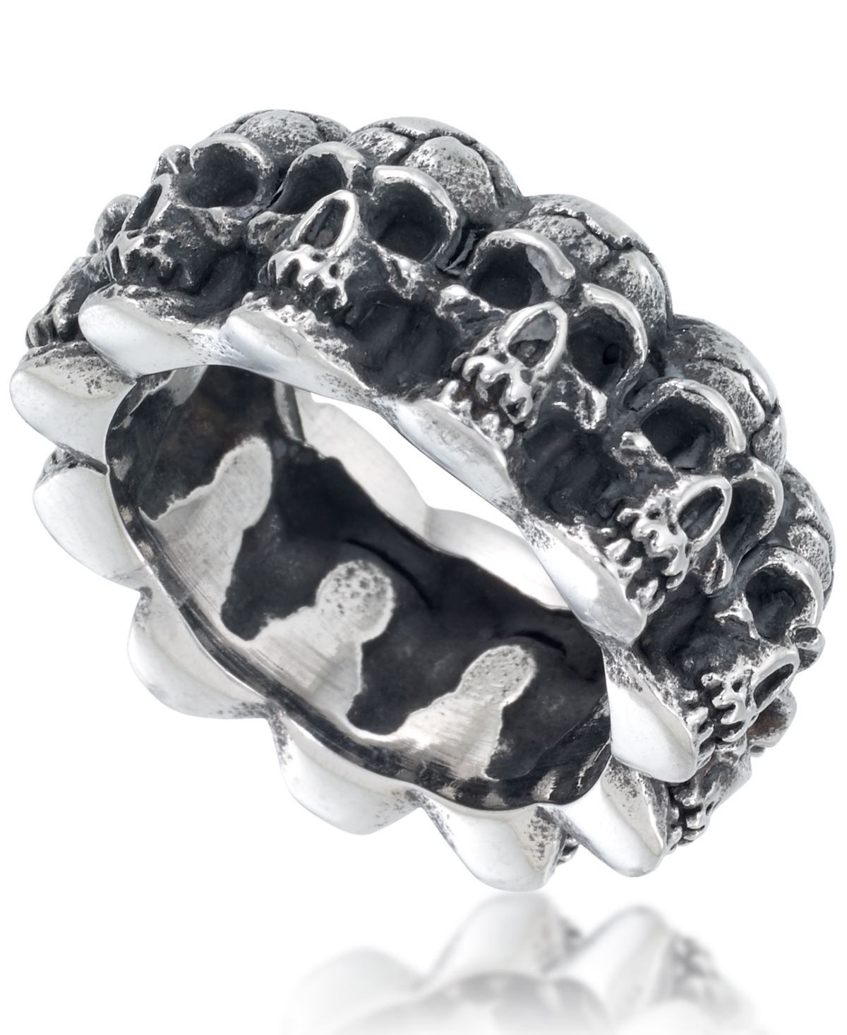 Men's Multi Skull Ring in Oxidized Stainless Steel - Stainless Steel