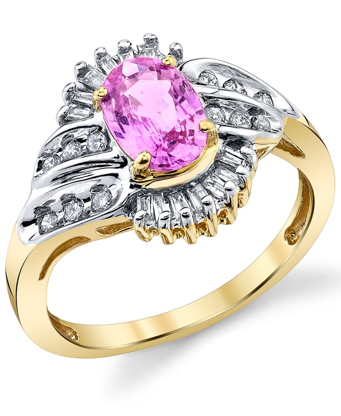 Macy's - Pink Sapphire (1 ct. t.w.) & Diamond (1/3 ct. t.w.) Ring in 14k Gold