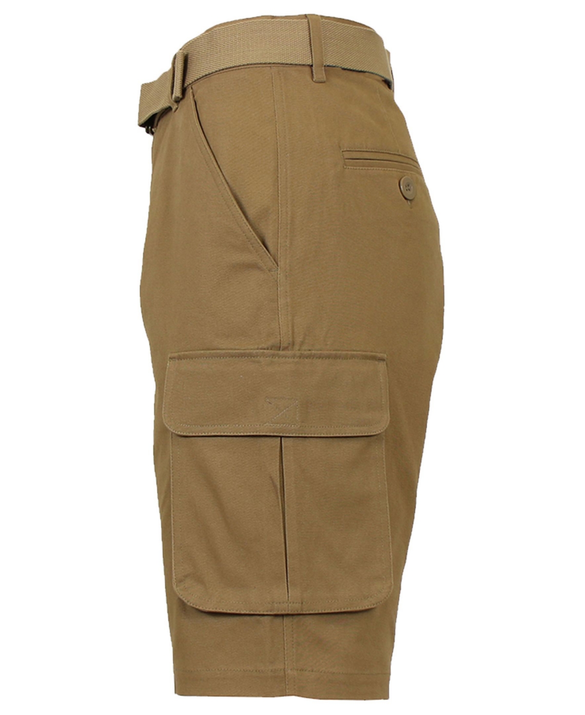 Galaxy By Harvic Men's Flat Front Belted Cotton Cargo Shorts
