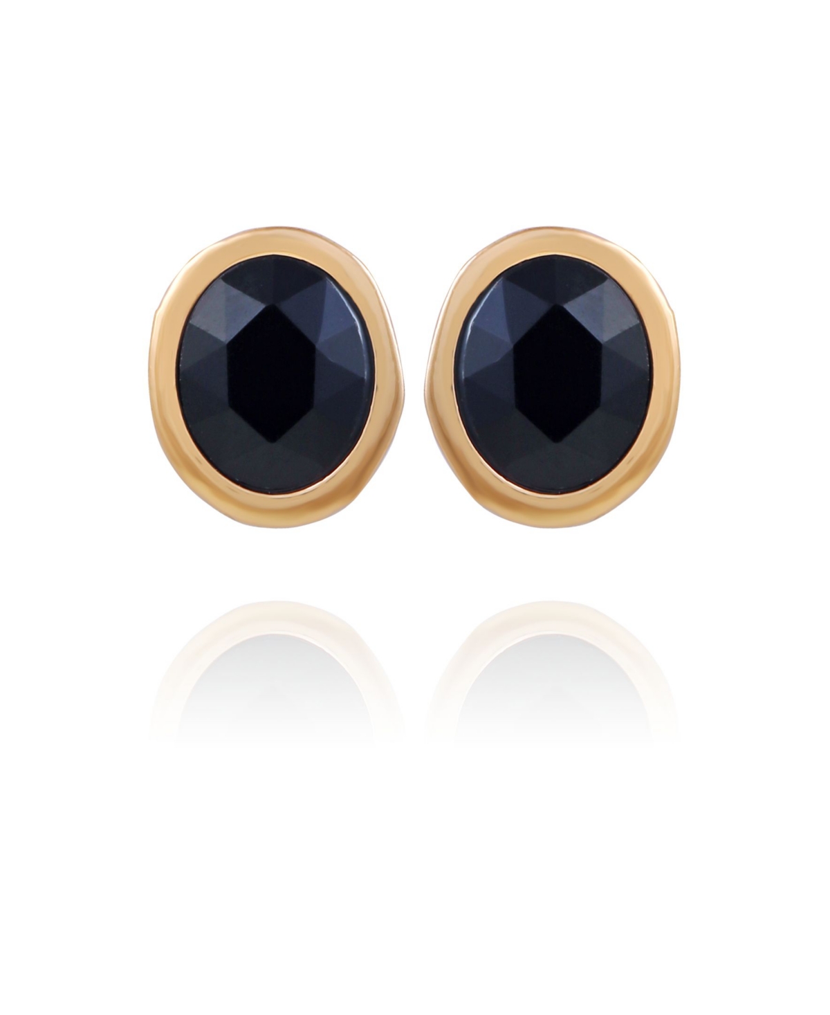 Women's Oval Crystal Stud Earring - Gold