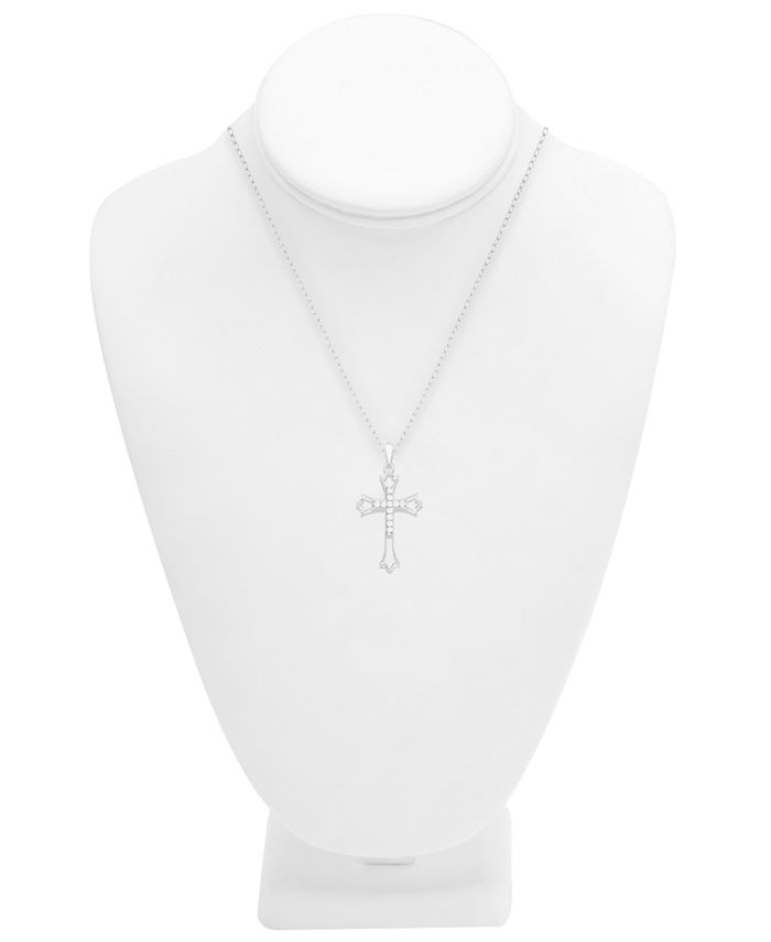 Macy's - Diamond Cross Pendant Necklace (1/10 ct. t.w.) In Sterling Silver