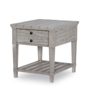 Rachael Ray Belhaven 1 Drawer End Table In Weathered Plank Finish Wood In White